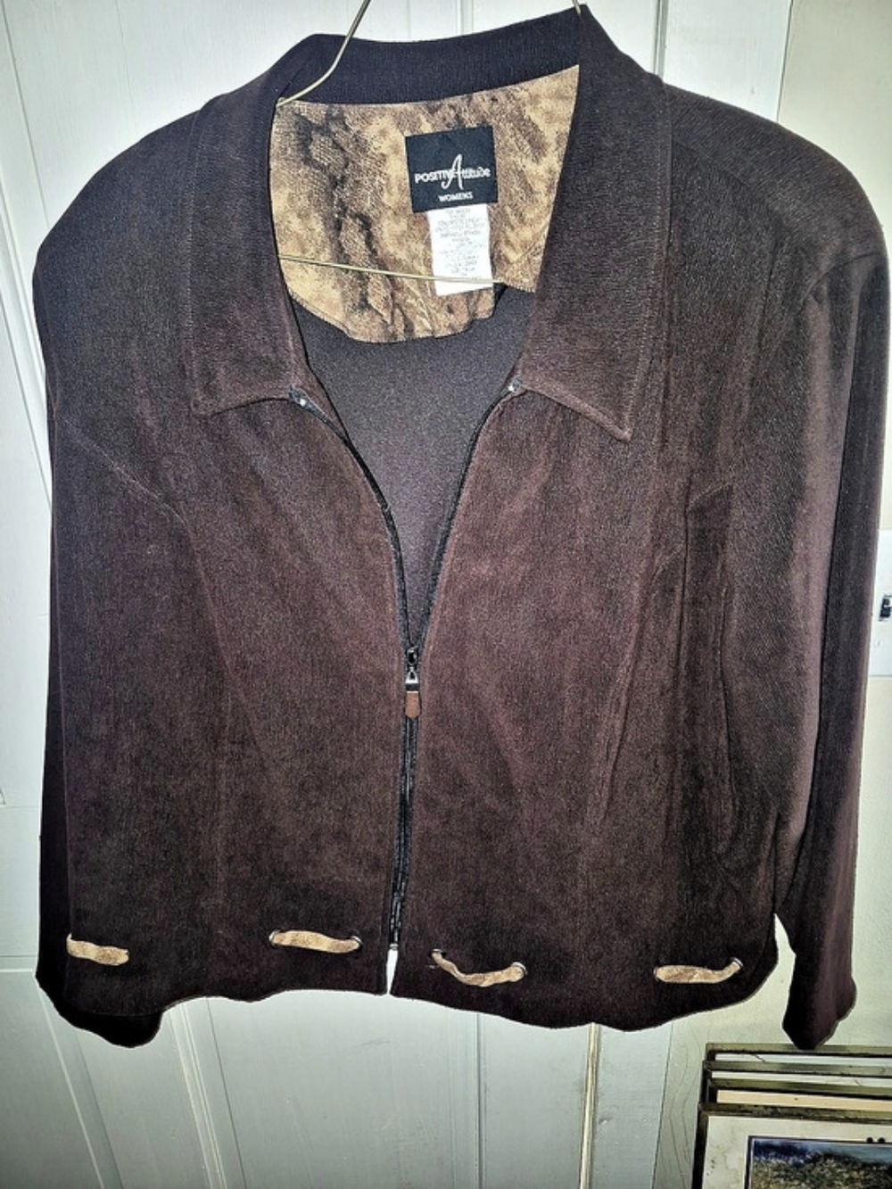 Positive Attitude Women's Brown Zip Front Jacket Size 24